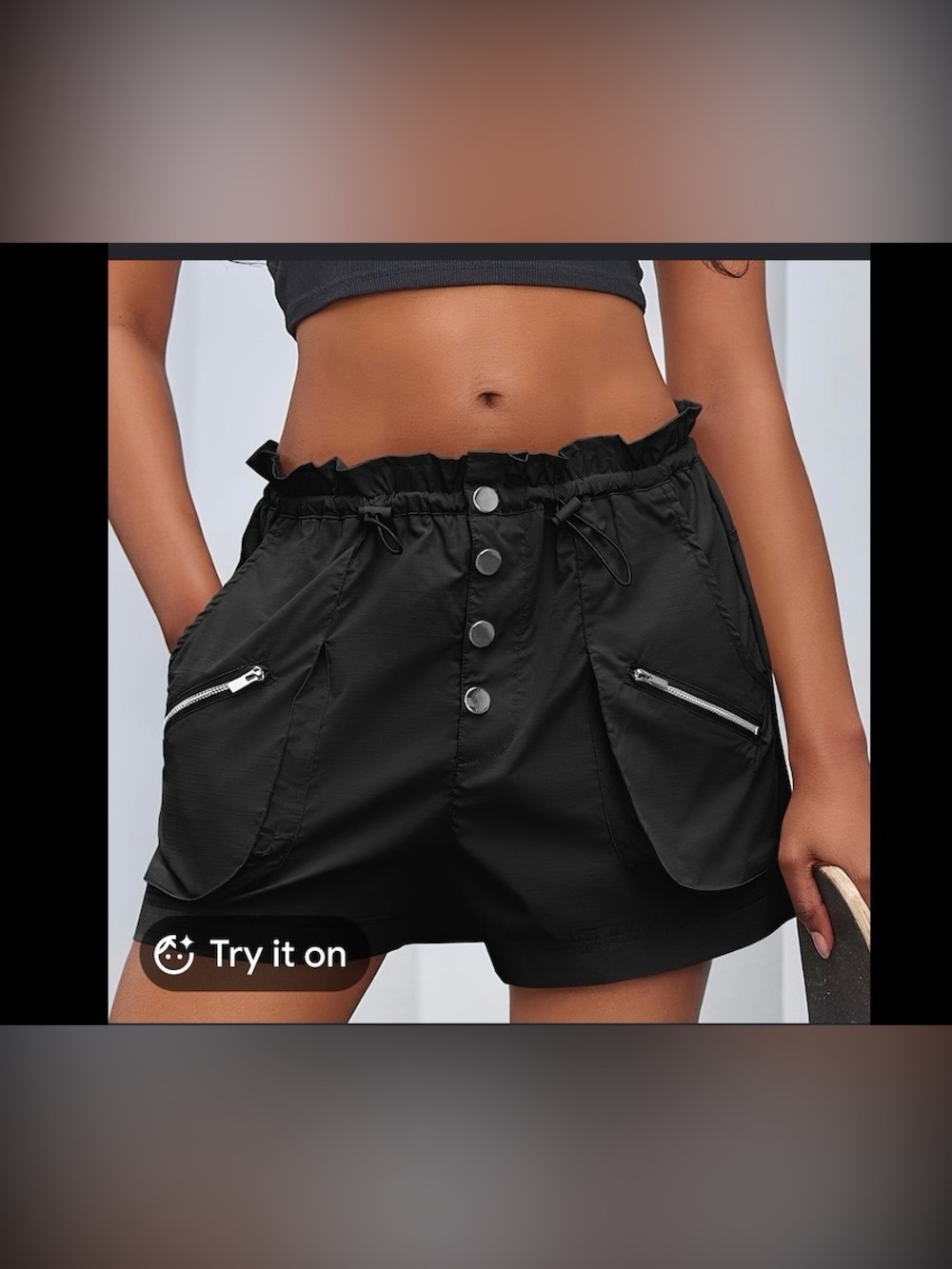 Free People FP Movement Off the grid cargo shorts shortie black M 💕